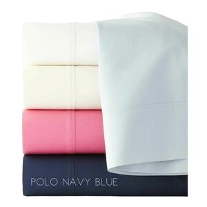 Ralph Lauren Palmer Percale 464 TC Cotton KING Flat Sheet POLO NAVY BLUE